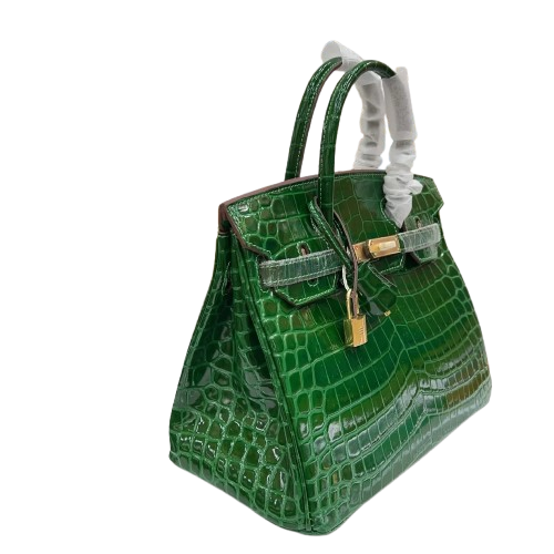 Birkin Emerald Shiny Niloticus Crocodile Gold Hardware — Streamlined Structured Bag