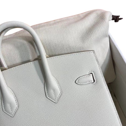 Birkin 25 Sellier 10 Craie Epsom Silver Hardware — Polished Top-Handle Bag