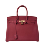 Birkin 25cm Rouge H Bordeaux Red Gold Hardware Bag Y Stamp — Sophisticated Tote Style