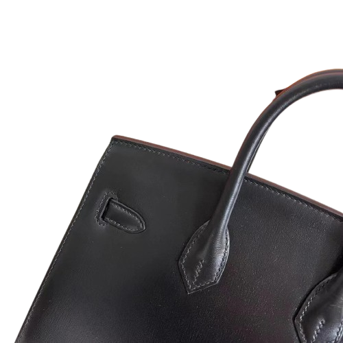 Birkin 25 Sellier Noir Box Calf Leather Gold Hardware — Streamlined Structured Bag