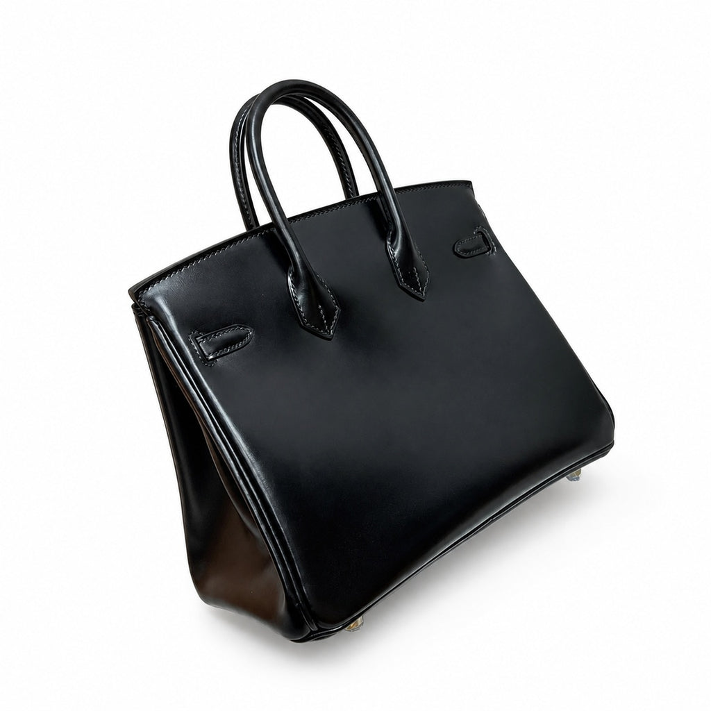 Birkin 25 in Noir Boxcalf Leather (Gold Hardware) — Refined Structured Tote