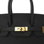 Birkin Sellier 25 Black Epsom Leather Gold Hardware — Polished Top-Handle Bag