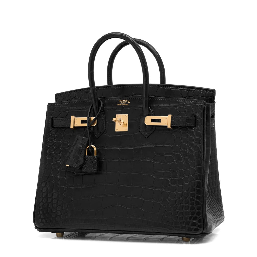 Black Matte Alligator Baby Birkin 20cm Gold Hardware — Streamlined Structured Bag