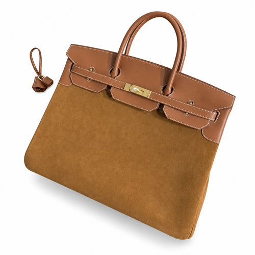 Birkin 40 Retourne in Gold Swift Leather and Suede Grizzly (Gold Hardware) — Sophisticated Tote Style