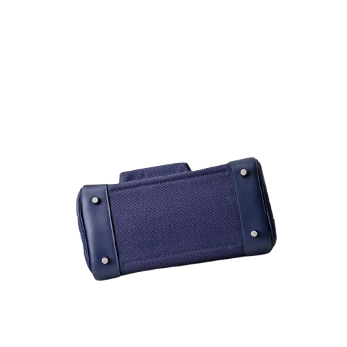 Birkin Cargo 25 Navy Blue Swift Leather and Canvas Splicing Bag — Streamlined Structured Bag