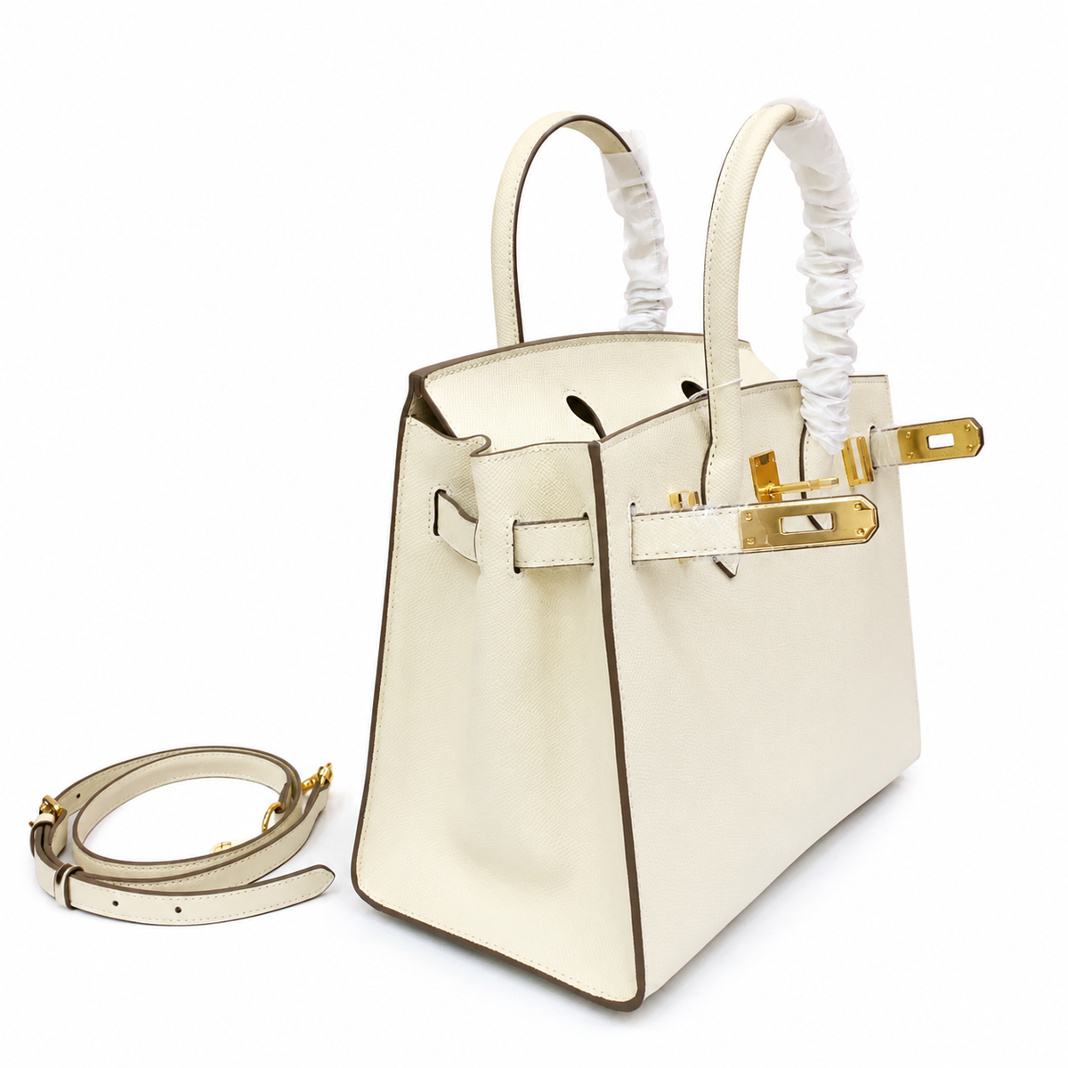 Birkin Style 25/30 Sellier in Craie Epsom Leather (Gold Hardware) — Streamlined Structured Bag