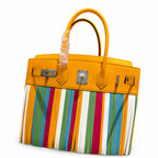 Birkin 30cm HSS Edition in Amber Yellow with Rainbow Swift Fringe — Versatile Top-Handle Handbag