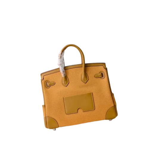 Birkin Cargo 25 Amber Yellow Swift Leather and Canvas Splicing Bag — Sophisticated Tote Style