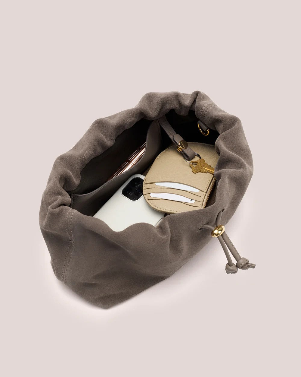 Multi-Tone Soft Leather Mini Drawstring Bag