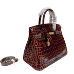 Birkin Style 25/30 Retourne in Rouge H Crocodile-Embossed Leather (Gold Hardware) — Elegant Hand-Carry Design