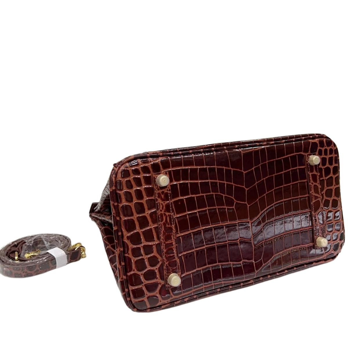 Birkin Style 25/30 Retourne in Rouge H Crocodile-Embossed Leather (Gold Hardware) — Elegant Hand-Carry Design