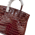 Birkin Style 25/30 Retourne in Rouge H Crocodile-Embossed Leather (Gold Hardware) — Elegant Hand-Carry Design