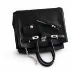 Birkin 25 Rock Sellier in Noir Swift Leather (Palladium Hardware) — Refined Structured Tote