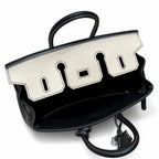 Birkin 25 Craie and Noir Togo Leather Bi-Color Bag — Versatile Top-Handle Handbag
