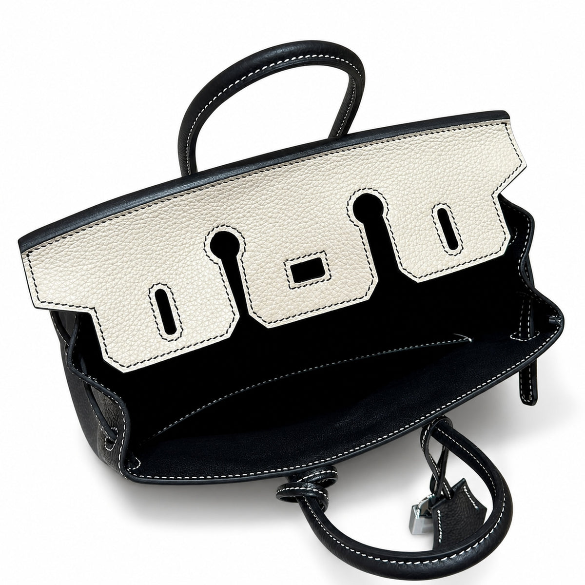 Birkin 25 Craie and Noir Togo Leather Bi-Color Bag — Versatile Top-Handle Handbag
