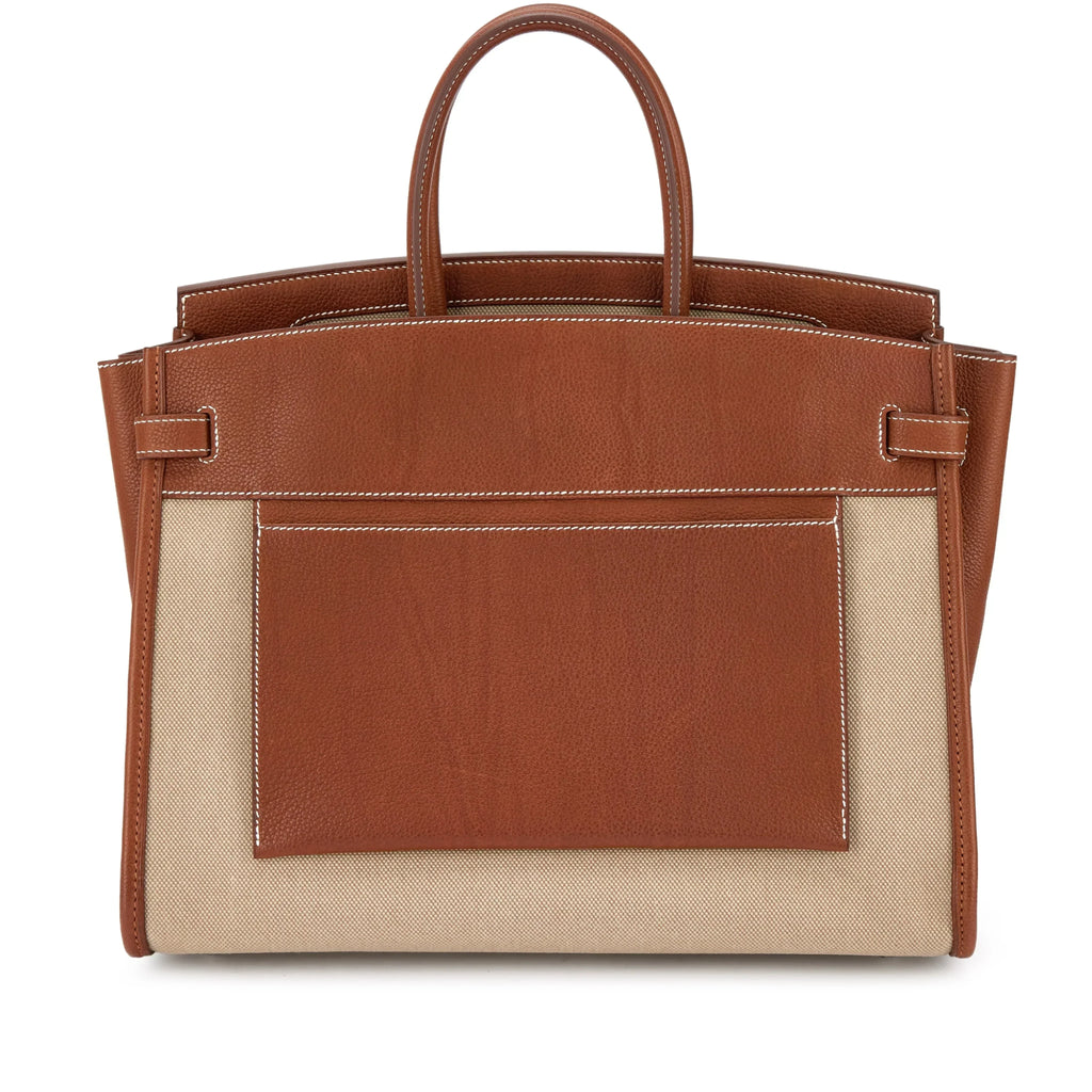 Birkin 35 L'Envers Edition Fauve Barenia Faubourg Palladium Hardware — Distinctive Carryall Silhouette