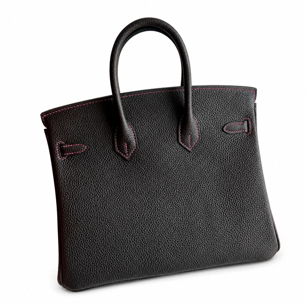 Mini Birkin 25cm Officier Edition in Chocolate Brown Togo & Pink Swift Calfskin — Distinctive Carryall Silhouette
