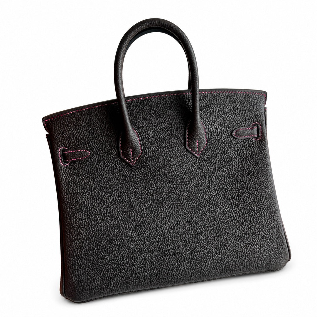 Mini Birkin 25cm Officier Edition in Chocolate Brown Togo & Pink Swift Calfskin — Distinctive Carryall Silhouette