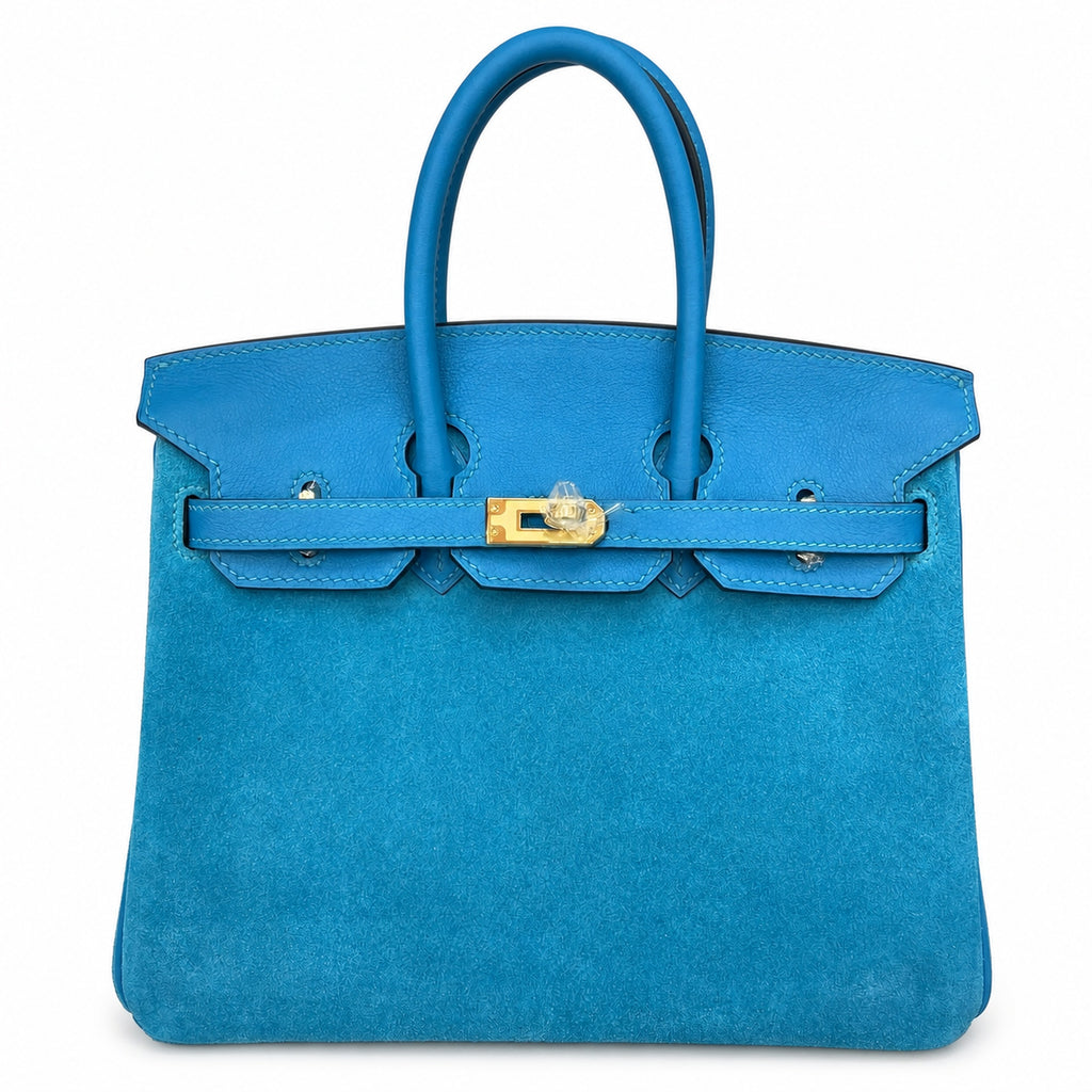 Rare Runaway Birkin 25cm Grizzly Tanzanite Blue Suede Luxury Tote — Timeless Structured Handbag