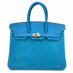 Rare Runaway Birkin 25cm Grizzly Tanzanite Blue Suede Luxury Tote — Timeless Structured Handbag