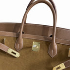 Birkin 40 Retourne in Gold Swift Leather and Suede Grizzly (Gold Hardware) — Sophisticated Tote Style