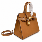 Birkin Style 25/30 Sellier in Gold Epsom Leather with White Stitching (Gold Hardware) — Distinctive Carryall Silhouette