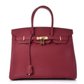 Birkin 25cm Rouge H Bordeaux Red Gold Hardware Bag Y Stamp — Sophisticated Tote Style