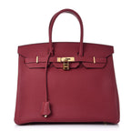 Birkin 25cm Rouge H Bordeaux Red Gold Hardware Bag Y Stamp — Sophisticated Tote Style