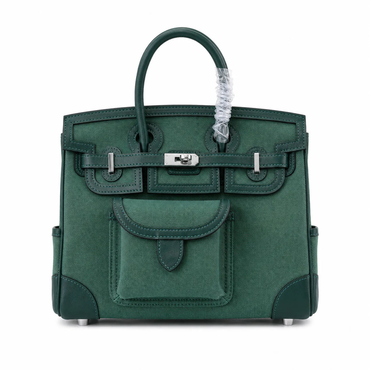 Birkin Cargo 25 Green Swift Leather and Canvas Splicing Bag — Sophisticated Tote Style
