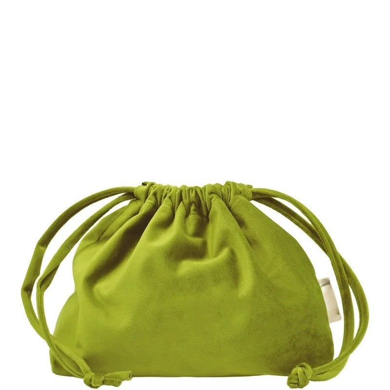 Matte Soft Leather Wide Mouth Drawstring Accessory Bag