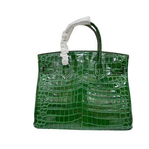 Retourne in Vert Crocodile-Embossed Leather (Gold Hardware) — Sophisticated Tote Style