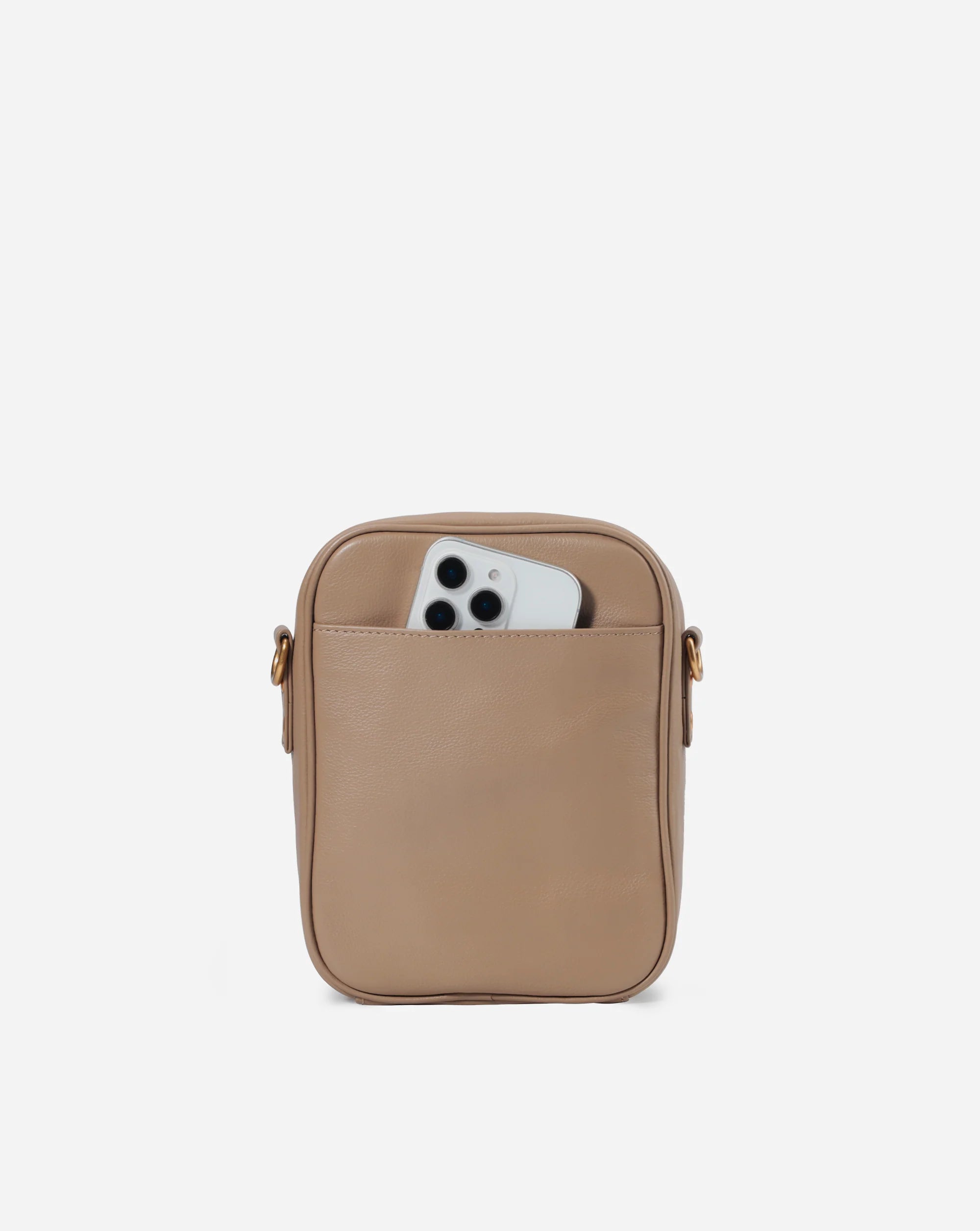 Apricot Faux Leather Multi-pocket Daily Matching Accessory Storage Bag