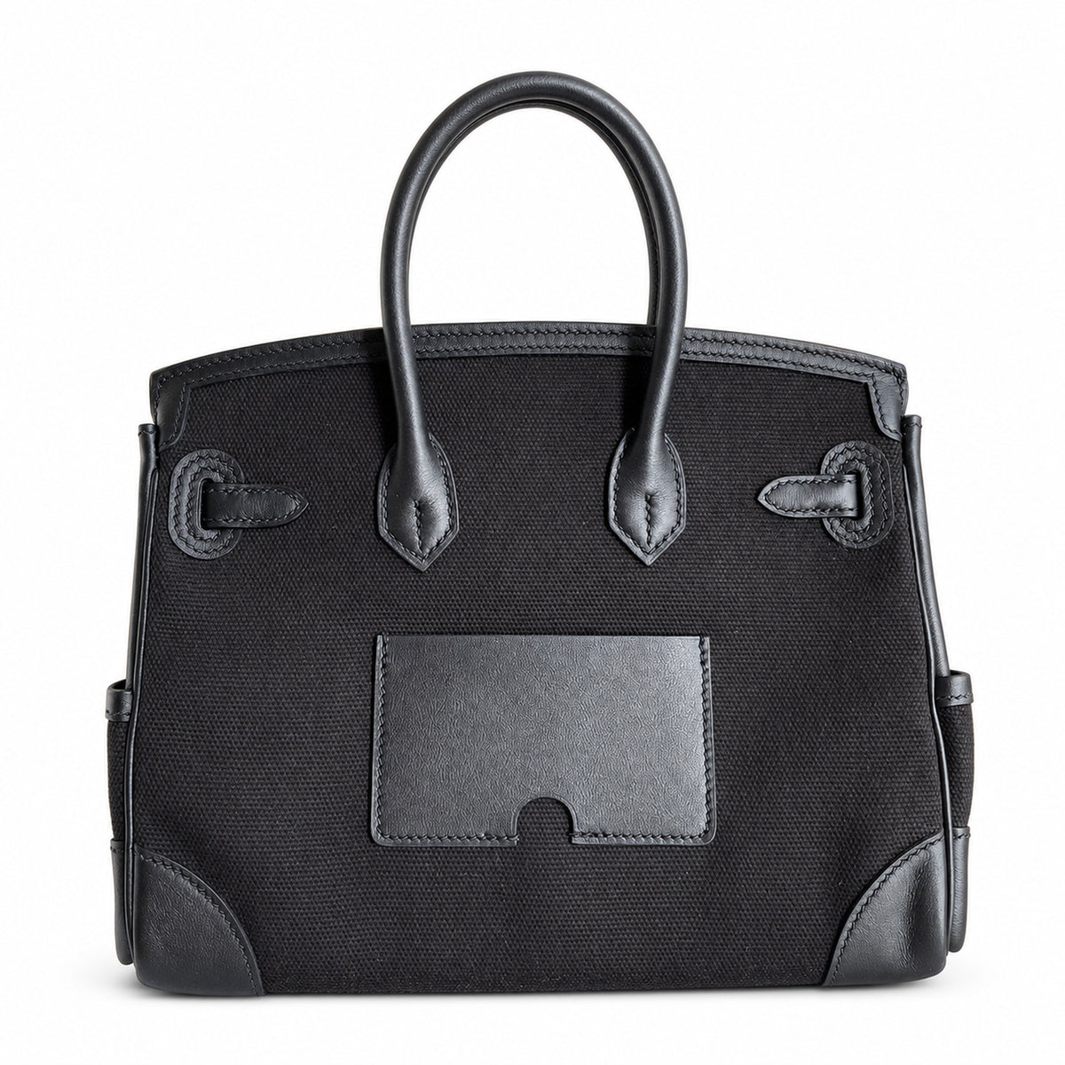 Birkin Cargo 25 All Black Swift Leather and Canvas Multi-Pocket Bag — Elegant Hand-Carry Design