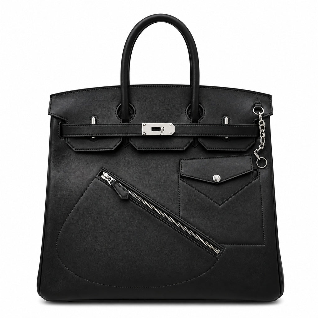 Birkin 40 Rock Sellier in Noir Swift Leather (Palladium Hardware) — Timeless Structured Handbag