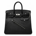 Birkin 40 Rock Sellier in Noir Swift Leather (Palladium Hardware) — Timeless Structured Handbag