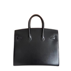 Birkin 25 Sellier Noir Box Calf Leather Gold Hardware — Streamlined Structured Bag
