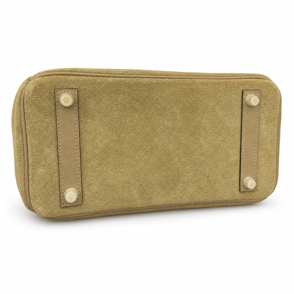 Elegant Neutral Birkin 25cm Grizzly Beige Suede Luxury Top-Handle Tote — Sophisticated Tote Style