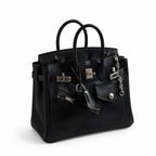 Birkin 25 Rock Sellier in Noir Swift Leather (Palladium Hardware) — Refined Structured Tote