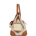 Birkin Cargo 35 Gold Swift and Gold-Ecru Toile H Canvas Palladium Hardware — Timeless Structured Handbag