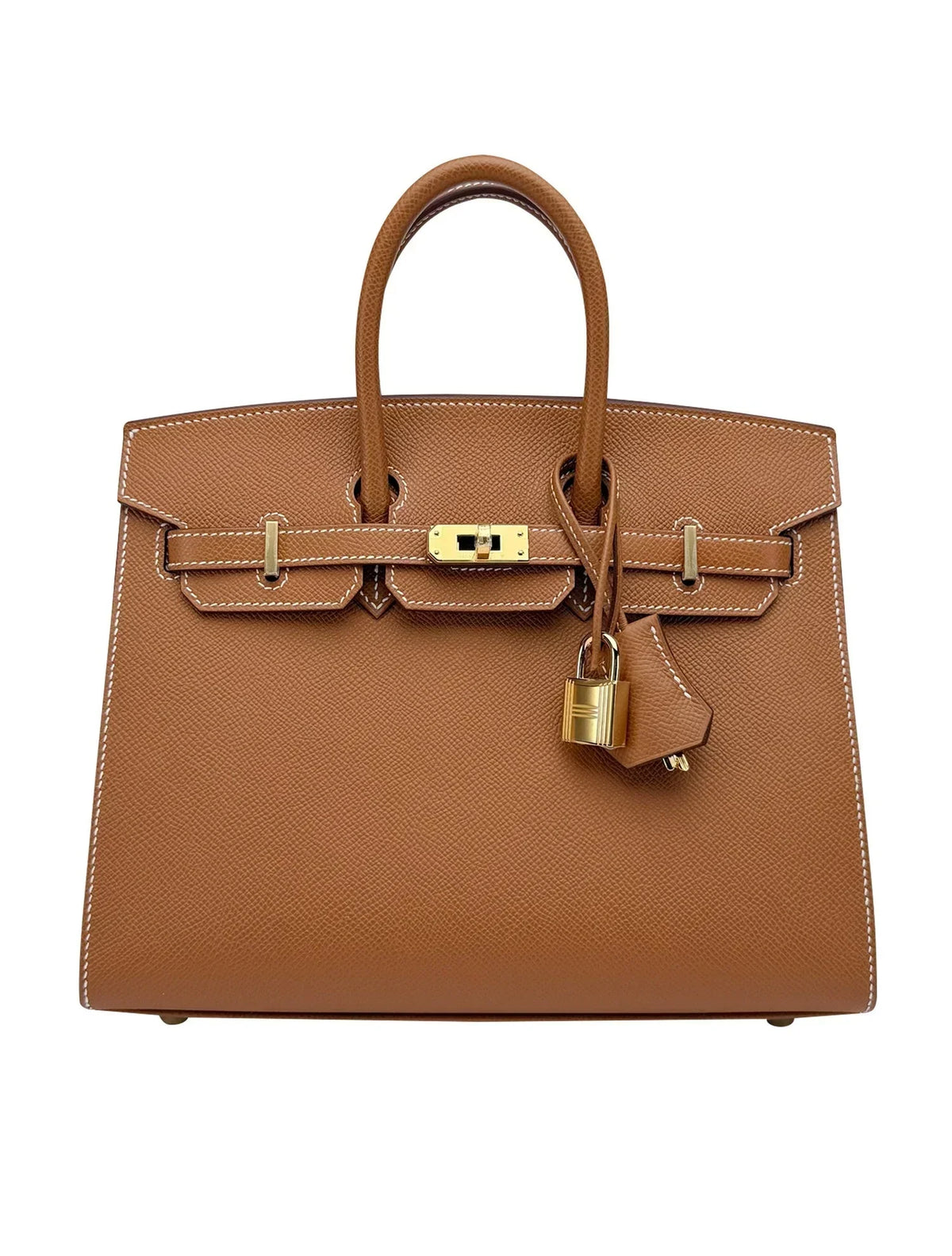 Birkin Gold Tan Togo Leather 25cm Togo calfskin leather Gold accessories — Distinctive Carryall Silhouette