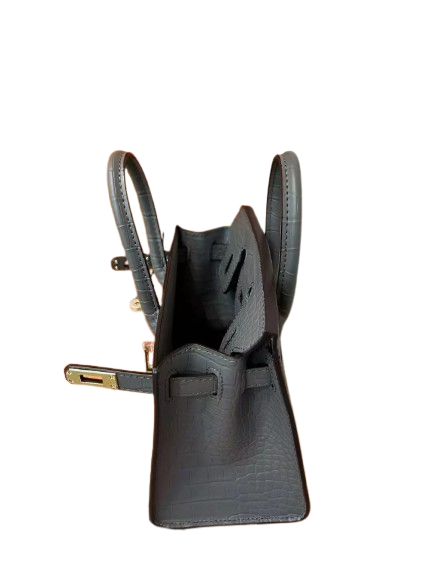 Mini Birkin 20cm Outer Stitching Tote Bag in Etain Gray Crocodile Pattern — Sophisticated Tote Style