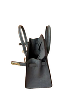 Mini Birkin 20cm Outer Stitching Tote Bag in Etain Gray Crocodile Pattern — Sophisticated Tote Style