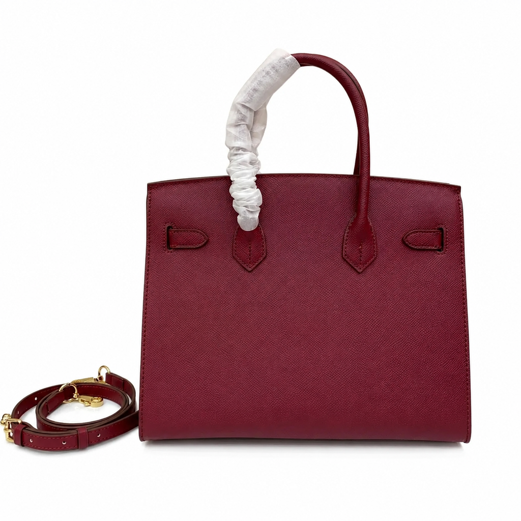 Birkin Style 25/30 Sellier in Bordeaux Epsom Leather (Gold Hardware) — Versatile Top-Handle Handbag
