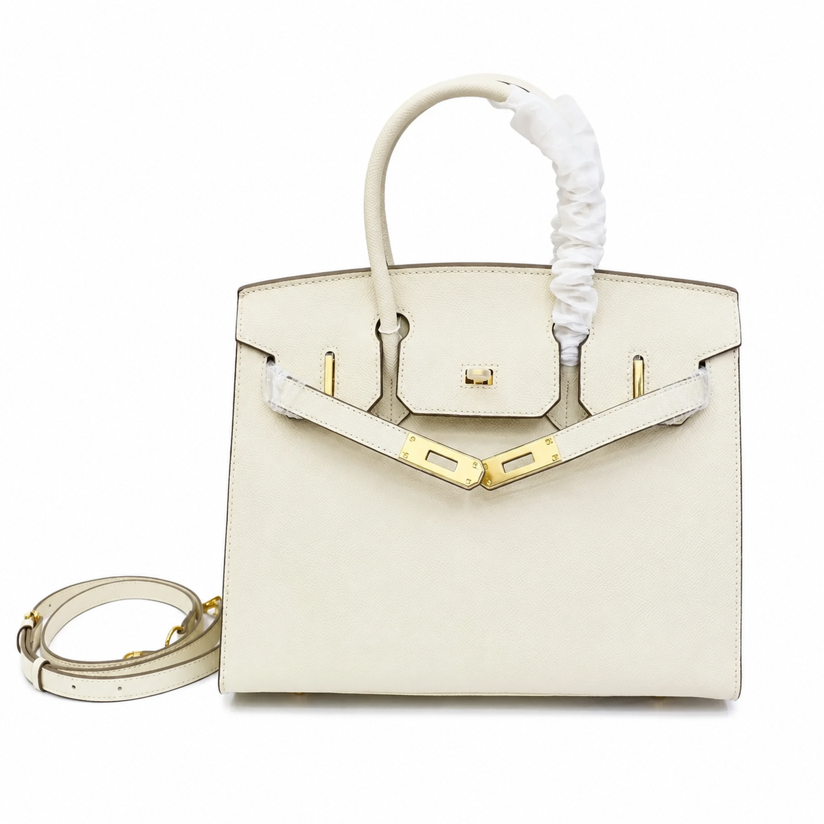 Birkin Style 25/30 Sellier in Craie Epsom Leather (Gold Hardware) — Streamlined Structured Bag