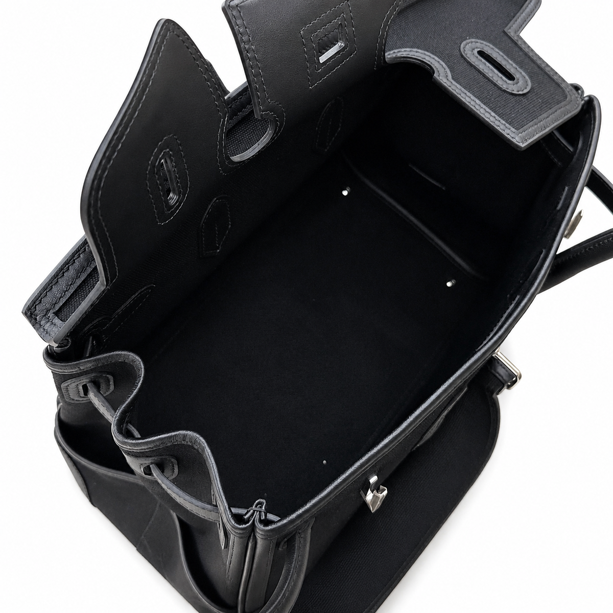 Birkin Cargo 35 in Noir Toile Goéland and Swift Leather (Palladium Hardware) — Refined Structured Tote