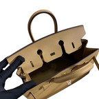 Timeless Structured Handbag: Birkin 25 Sellier 4B Biscuit Epsom Gold Hardware