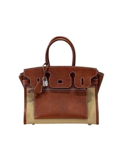 Birkin 35 L'Envers Edition Fauve Barenia Faubourg Palladium Hardware — Distinctive Carryall Silhouette