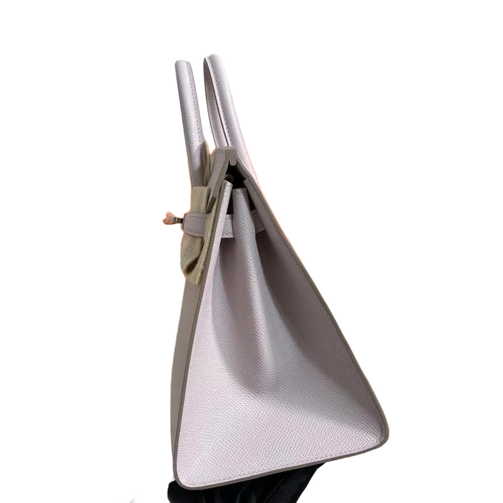 Hermès Birkin 25 Sellier Mauve Pale Epsom Silver Hardware — Polished Top-Handle Bag