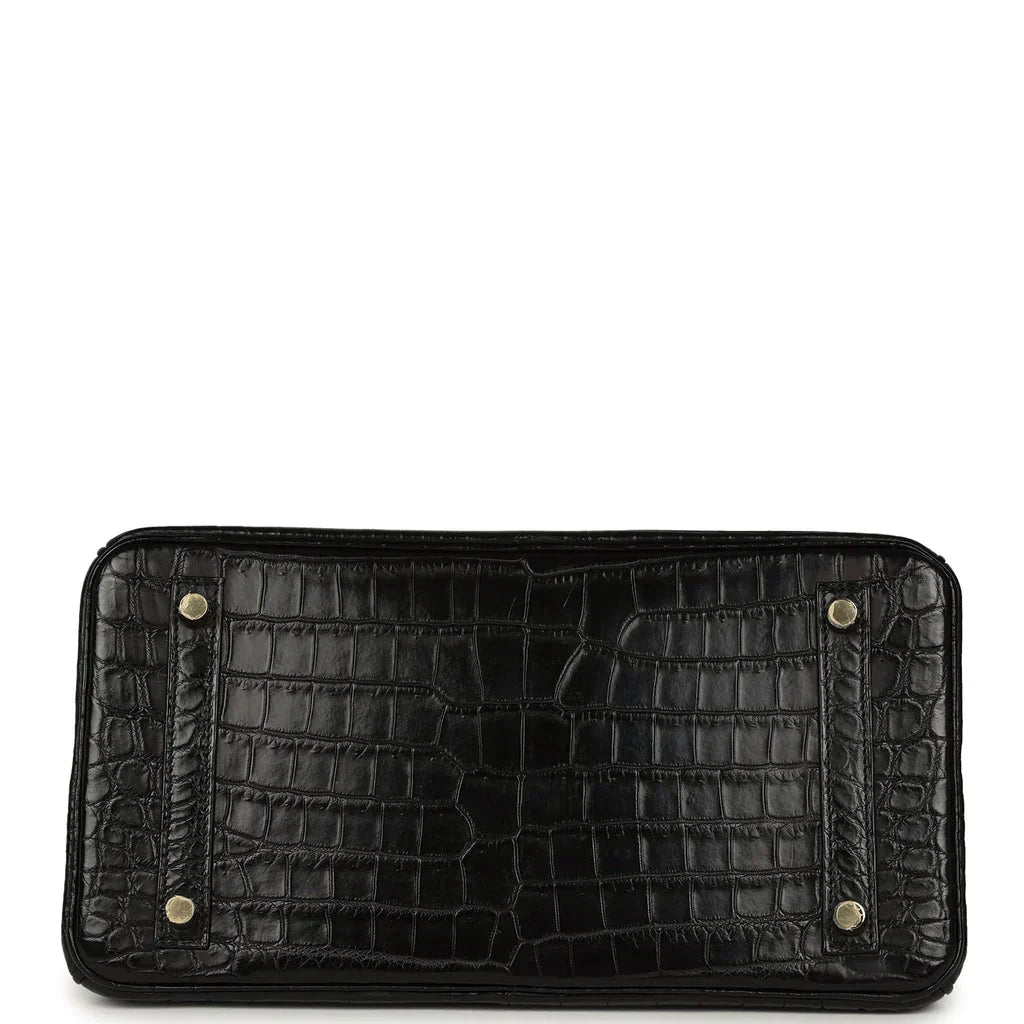 Birkin Black Matte Niloticus Crocodile Gold Hardware — Sophisticated Tote Style