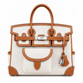 Birkin Cargo 30 Gold Swift Leather and Ecru Canvas Multi-Pocket Bag — Polished Top-Handle Bag